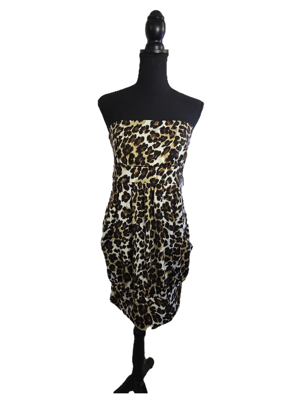 Heart Soul Strapless Leopard Print Bubble Dress - Brown & Black